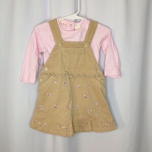 Mary Jane 2 Pc Corduroy Bib Dress Shirt Set Long Slve Cotton Toddler Girls 18 mo